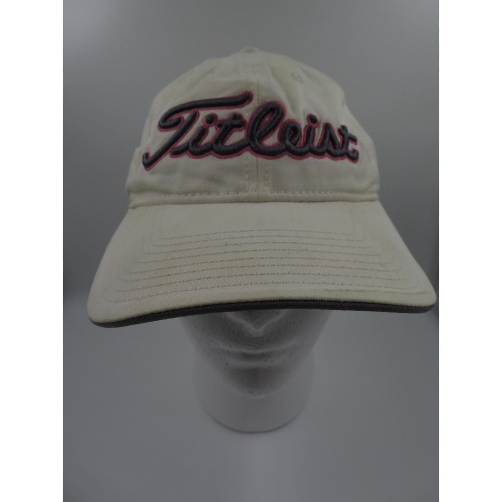 Titleist FJ Footjoy Pro V1 Beige Red Adjustable Golf Hat Adjustable Big Logo